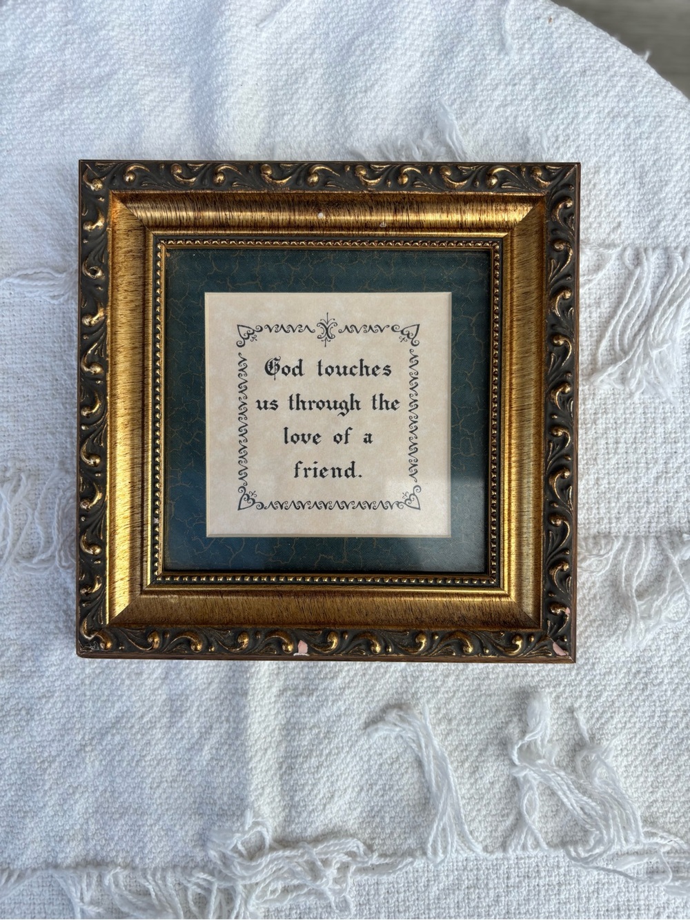 Vintage 1990’s Cindy Jacob’s LTD, Framed Art, Christian Friend Calligraphy Quote